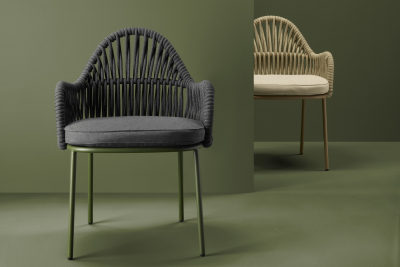 Кресло плетеное с подушкой Scab Design Malvasia Riviera сталь, роуп, ткань sunbrella карамельный, капучино, слоновая кость Фото 17