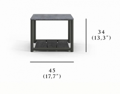 Столик кофейный каменный SNOC Sestri Terra S алюминий, тик, камень коричневый Фото 2