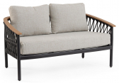 Диван двухместный с подушками Garden Relax Fenix алюминий, роуп, олефин антрацит Фото 1