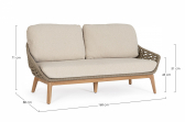 Диван двухместный плетеный с подушками Garden Relax Tamires алюминий, тик, роуп, олефин натуральный, коричневый, бежевый Фото 2