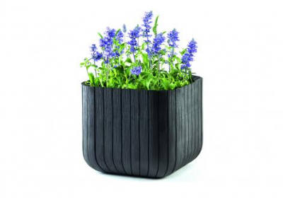 Кашпо пластиковое Keter Cube Planter L полипропилен антрацит Фото 1