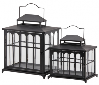 Набор из 2-х фонарей с полосами EDG Lantern металл черный Фото 1