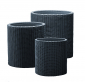 Набор пластиковых кашпо Keter Cylinder Planters пластик с имитацией плетения антрацит Фото 1