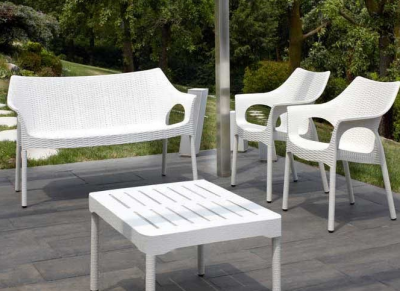 Диван пластиковый плетеный SCAB GIARDINO Olimpo Sofa алюминий, полипропилен лен Фото 5