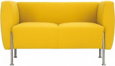 Диван прямой двухместный Профдиван Бокс дерево, металл, кожа желтый Фото 1