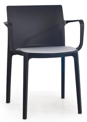 Кресло пластиковое с обивкой Evo-K Seat Soft, антрацит