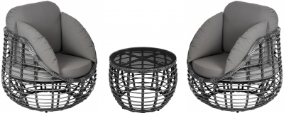 Комплект плетеной мебели ReeHouse Lotus алюминий, искусственный ротанг, олефин, стекло черный металлик, серый, графит Фото 1