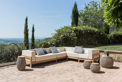 Модуль угловой левый с подушкой Giardino Di Legno Saint Raphael Sx  тик, акрил Фото 5
