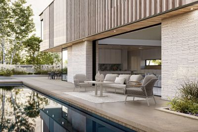 Диван трехместный с подушками Garden Relax Eulero алюминий, тик, роуп, олефин пеликан Фото 3