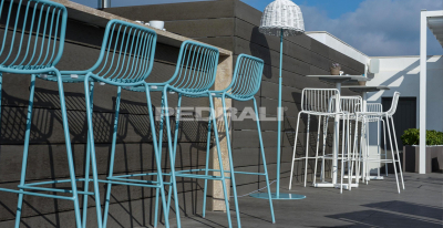 Стул металлический барный PEDRALI Nolita сталь голубой Фото 5