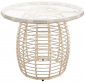Стол плетеный обеденный ReeHouse Lotus алюминий, искусственный ротанг, стекло доминикана, белый сатин Фото 1