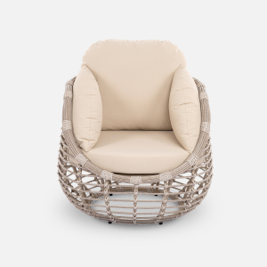 Комплект плетеной мебели ReeHouse Lotus алюминий, искусственный ротанг, олефин, стекло ирбис, бежевый, белый сатин Фото 14