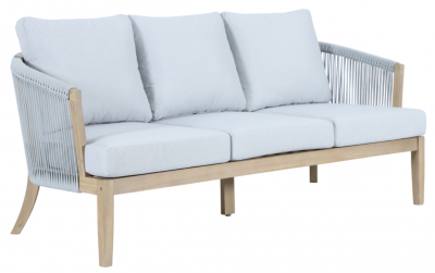 Диван деревянный трехместный Tagliamento Veneto акация, роуп, олефин светлый тик, серый Фото 18