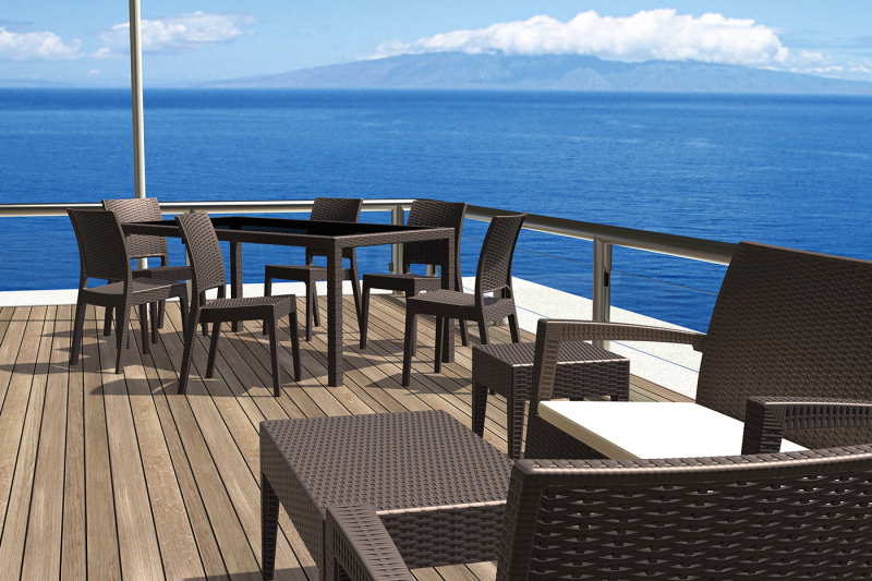 Столик пластиковый плетеный журнальный Miami Lounge Table