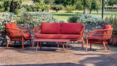 Комплект лаунж мебели Grattoni Elba Rope алюминий, роуп, олефин красный Фото 8