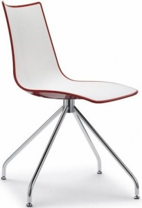 Стул пластиковый Scab Design Zebra Bicolore сталь, полимер хром, белый, красный Фото 1