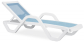 Шезлонг-лежак пластиковый Veranda Garden Marcel 3  полипропилен, текстилен белый, голубой Фото 1