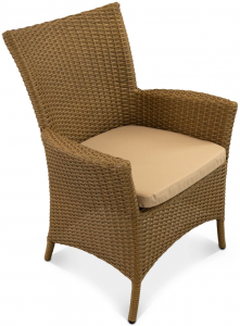 Кресло плетеное с подушкой ReeHouse Kipr алюминий, искусственный ротанг, оксфорд американский орех, бежевый Фото 1