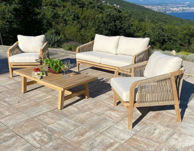 Диван деревянный двухместный Tagliamento Ravona KD акация, роуп, олефин натуральный, бежевый Фото 25