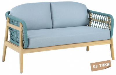Диван деревянный двухместный Tagliamento Cambria тик, алюминий, роуп, олефин натуральный, мальмо Фото 1