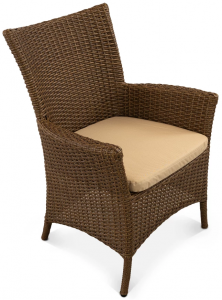 Кресло плетеное с подушкой ReeHouse Kipr алюминий, искусственный ротанг, оксфорд дуб, бежевый Фото 1