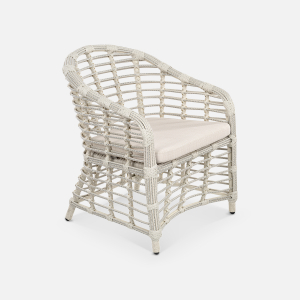 Кресло плетеное с подушкой ReeHouse Miro алюминий, искусственный ротанг, олефин доминикана, светло-бежевый Фото 5