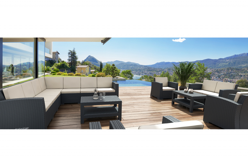 Кресло пластиковое плетеное с подушками Monaco Lounge