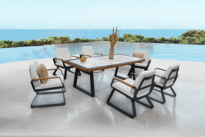 Комплект металлической мебели Bomonti Breeze алюминий, ироко, ткань Фото 9