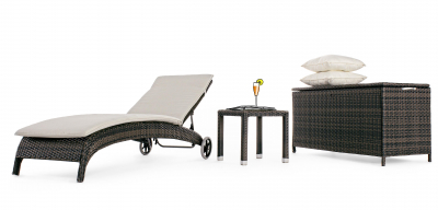 Шезлонг-лежак плетеный Garden Relax Six искусственный ротанг кофейный Фото 2