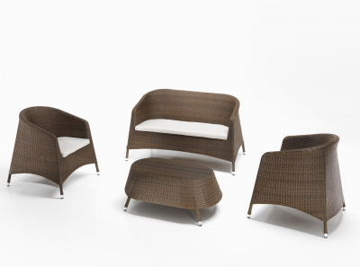 Комплект плетеной мебели RosaDesign Antigua алюминий, искусственный ротанг, ткань коричневый, белый Фото 1