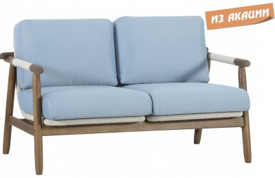 Диван деревянный двухместный Tagliamento Apoyo акация, роуп, олефин грецкий орех, голубой Фото 1