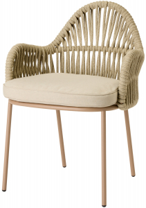 Кресло плетеное с подушкой Scab Design Malvasia Riviera сталь, роуп, ткань sunbrella карамельный, капучино, слоновая кость Фото 1