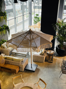 Зонт профессиональный Ø2.5 м Scolaro Palladio Boho дерево ироко, полиэфирный шнур натуральный, слоновая кость Фото 9