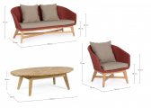 Комплект деревянной плетеной мебели BIZZ Coachella тик, роуп, олефин натуральный, алый Фото 2