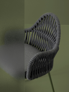 Кресло плетеное с подушкой Scab Design Malvasia Riviera сталь, роуп, акрил оливковый, графит Фото 16