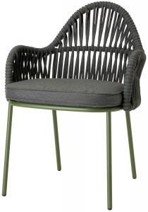 Кресло плетеное с подушкой Scab Design Malvasia Riviera сталь, роуп, акрил оливковый, графит Фото 1