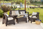 Диван пластиковый Keter Corfu Love Seat Max пластик с имитацией плетения коричневый Фото 4