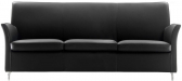 Диван прямой трехместный Профдиван Хэмптон дерево, металл, кожа черный Фото 1