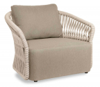 Лаунж-кресло плетеное мягкое Felicita Method алюминий, роуп, ткань белый, бежевый Фото 1