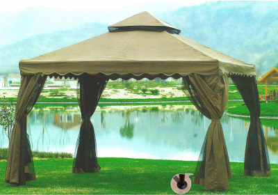 Шатер квадратный Village Gazebo алюминий черный, светло-бежевый Фото 2