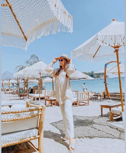 Зонт профессиональный Ø2.5 м Scolaro Palladio Boho дерево ироко, полиэфирный шнур натуральный, слоновая кость Фото 11