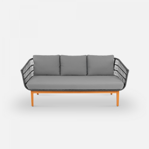 Диван трехместный плетеный с подушками ReeHouse Letto алюминий, ясень, искусственный ротанг, олефин черный металлик, серый Фото 7