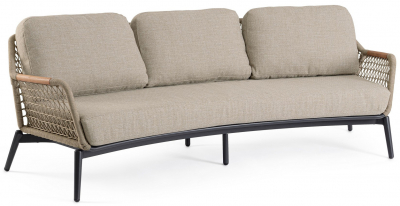 Диван трехместный с подушками Garden Relax Eulero алюминий, тик, роуп, олефин антрацит Фото 1