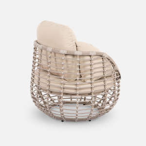 Комплект плетеной мебели ReeHouse Lotus алюминий, искусственный ротанг, олефин, стекло ирбис, бежевый, белый сатин Фото 16