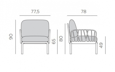Кресло пластиковое с подушками Nardi Komodo Poltrona стеклопластик, TECH тортора, панама Фото 2