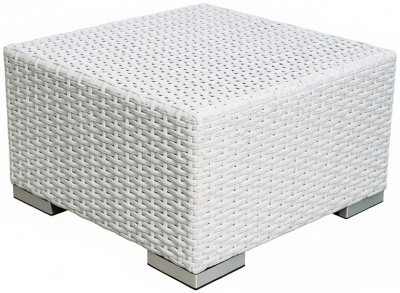 Столик плетеный журнальный ReeHouse Tama оцинкованная сталь, искусственный ротанг белый люкс Фото 1