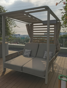 Шатер с лежаками Higold Borromeo алюминий, роуп, олефин бежевый, светло-серый Фото 12