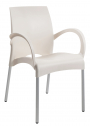 Кресло пластиковое PAPATYA Vital-K алюминий, стеклопластик слоновая кость Фото 1