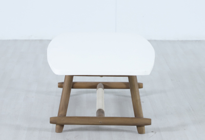 Столик каменный кофейный Tagliamento Apoyo акация, искусственный камень Cement грецкий орех, белый Фото 6