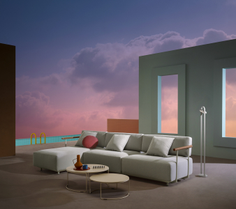 Диван угловой мягкий PEDRALI Arki-Sofa сталь, алюминий, тик, ткань белый, серый Фото 16